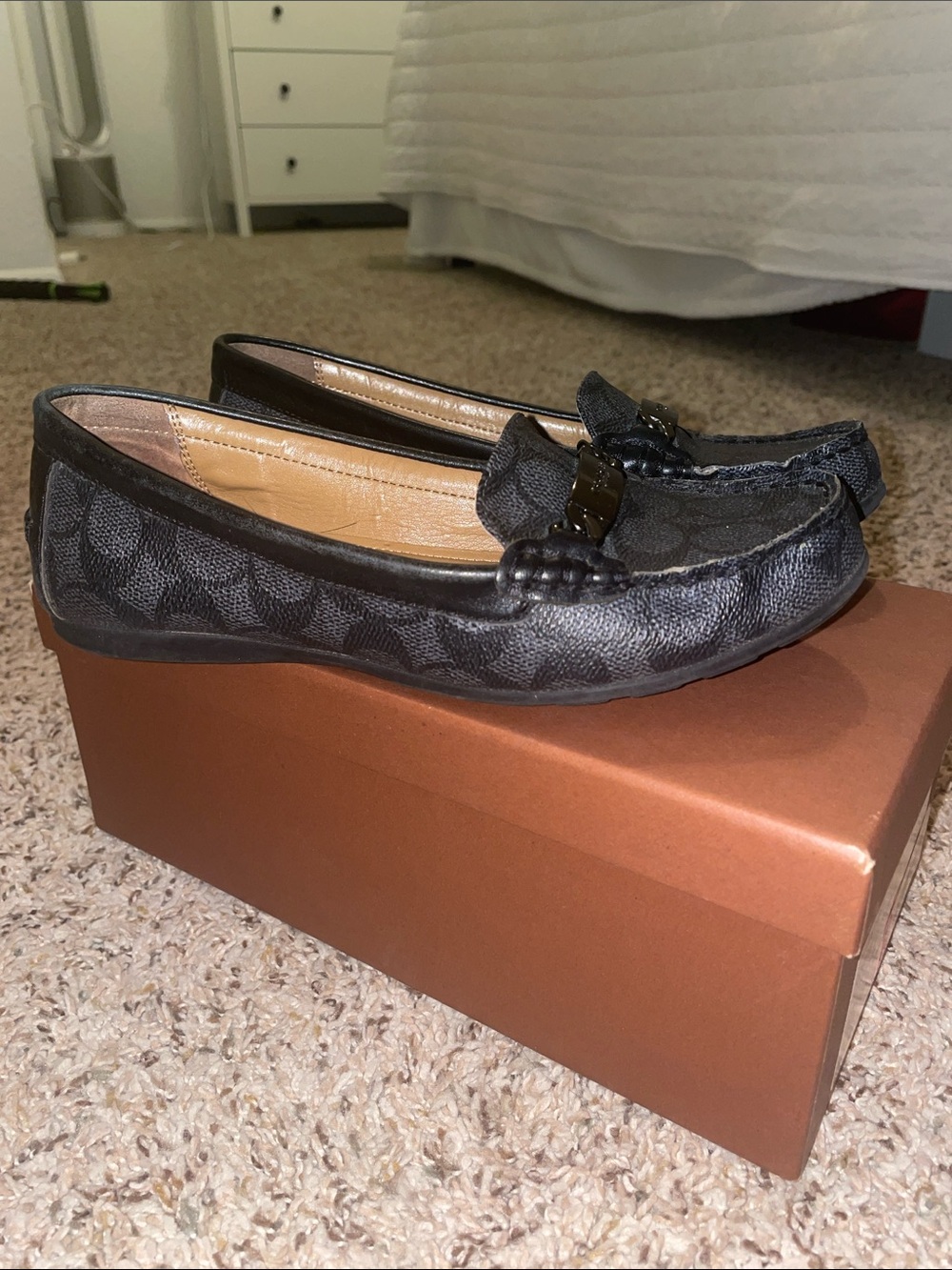 Coach Black Signature Jacquard Slip-On Loafers